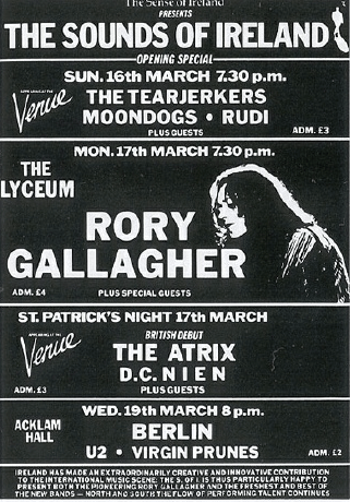 The Sounds of Ireland Festival in London, 1981. As you can see 'Berlin' were ahead of U2 on the bill.