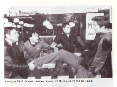 8933_121748458546_546638546_2498002_485282_n National Front (left) and members of the 'Squad' (who later went onto form AFA) clash at Picadilly Gardens, Manchester in the late 1970s. Picture: No Retreat (Milo Books, 2003)