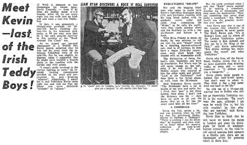 Piece from February 1973 on Rockin Kev. The Sunday Independent.