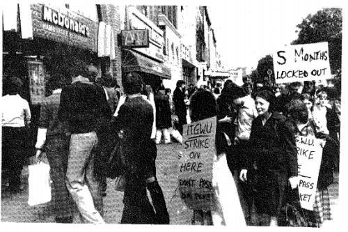 A picket on the O'Connell Street branch (Anarchist Worker newspaper)