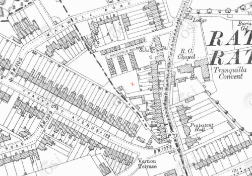 Map showing the location of Tranquila Convent where the body was found