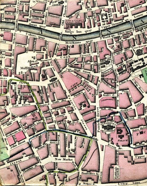 An eighteenth century map of Dublin's liberties, from the excellent http://dublin1798.com