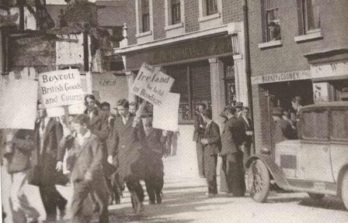 Boycott protest image from Lynn Doyle’s Spirit Of Ireland (1936).  (I recently found this image posted to Twitter but welcome the source)