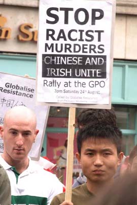 Anti-Racist protest after murder of Leong Ly Min. Credit - An Phoblact