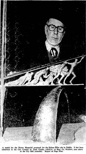 Architect Yann Goulet with his proposed monument to Patrick Pearse, photographed at City Hall in 1979.