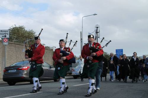 Marching back to the school.