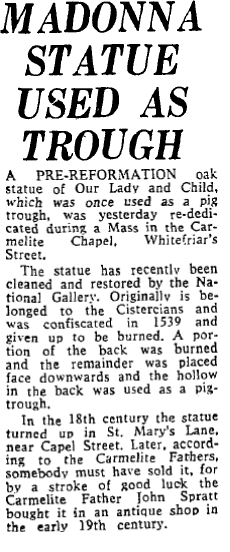 1974 Irish Independent article on the statue.