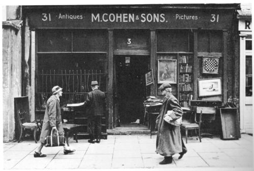 M. Cohen & Sons antiques shop. Perhaps the one mentioned in the Witness Statement. Photograph taken by Tom Kennedy. Scanned from 'A Sense of Ireland' programme.