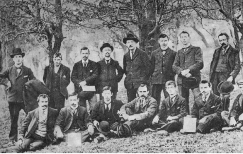 Members of the Irish Socialist Republican Party (ISRP) photographed in the Phoenix Park, May 1901. Credit - http://multitext.ucc.ie
