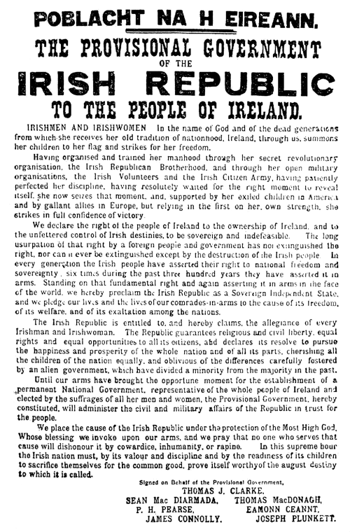 The 1916 proclamation, which was reprinted in 1917 by republicans.