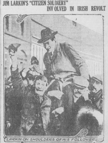 The Daily Capital (Oregon) reports on the involvement of followers of Jim Larkin in 1916 rebellion.