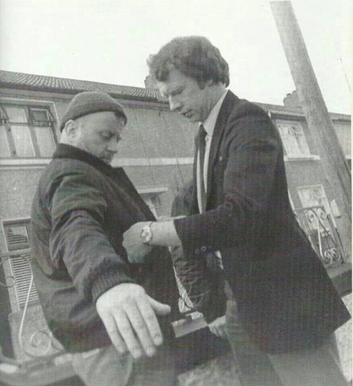 A candid shot of a member of the Special Branch stopping Christy Moore in Ballyfermot, which recently picked up huge traction online, with thousands of likes on a variety of Facebook pages. The image was published in 'One Voice: My Life In Song'