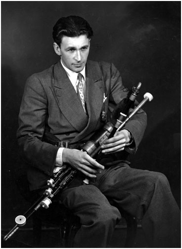 A young Seamus Ennis playing the pipes he loved so much.