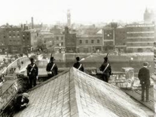 The tower of Tara Street Fire Station is visible in this picture taken from the roof of Liberty Hall.