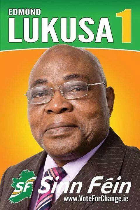 Edmond Lukusa's election poster (Credit: Sinn Féin)