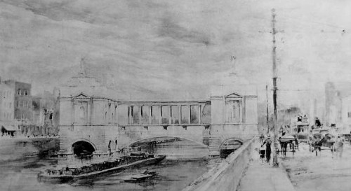 The proposed 1913 Hugh Lane gallery which would replace the bridge.