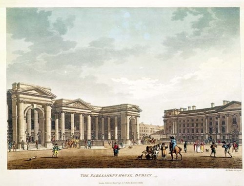 Parliament on College Green, which Benjamin Franklin visited. (NLI)