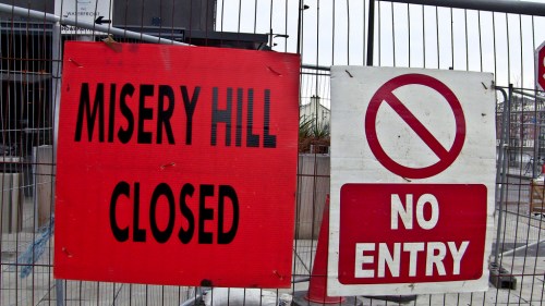 "Misery Hill Is Closed."  (Image by William Murphy: https://www.flickr.com/photos/infomatique/4446399832 )