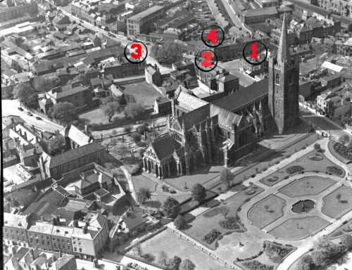 Arial shot of the Four Corners of Hell, nd. Credit - 'Growing up in the Liberties's' FB page