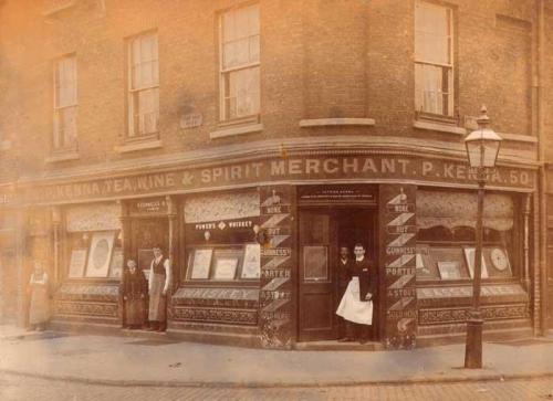 P. Kenna, Tea Wine & Spirit Merchant 50 Patrick Street Dublin. c. 1900. Credit - @OldDublinTown