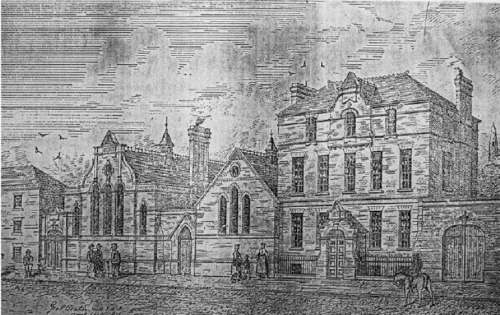 An etching of 10 Mill Street, published in The Irish Builder (1871). Credit - Clanbrassil Street 2, Sean-Lynch.