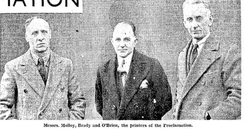 The Three Printers of the Proclamation. Irish Press,  Tuesday April 24th, 1934.