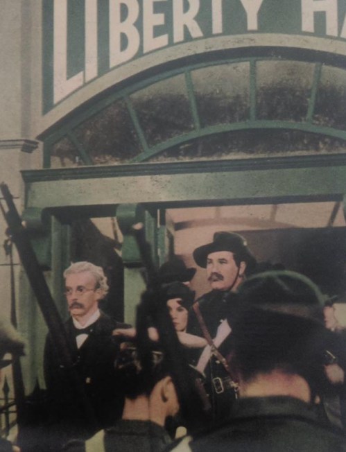 Thomas Clarke and James Connolly on the steps of Liberty Hall.