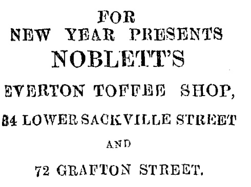 An advertisement for Noblett's, described as one of the first shops to be looted.