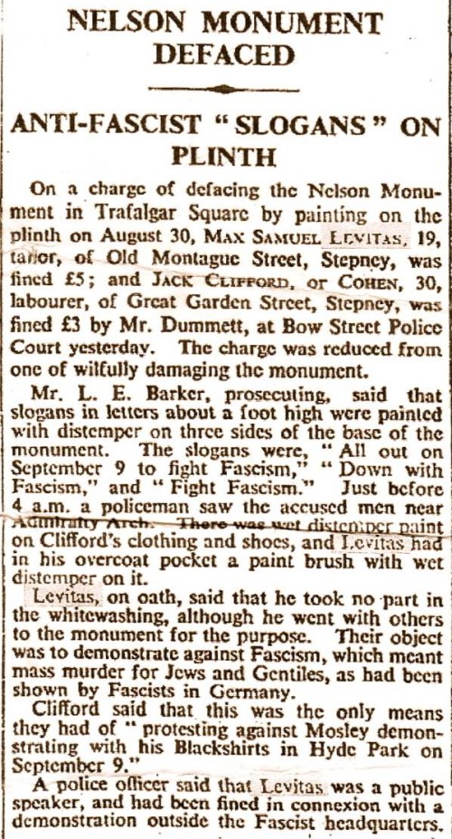 1934 report after his arrest. Newspaper unknown. Credit - Spitalfieldslife.com