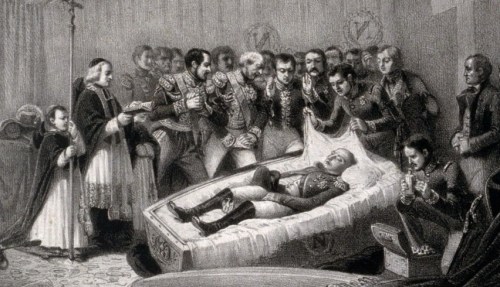 An illustration showing Napoleon after his death of the Island of St. Helena.