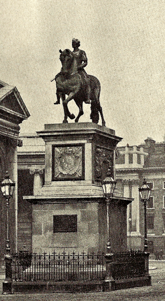 The statue of King William of Orange,College Green. It was bombed on Armistice Day, 1928.