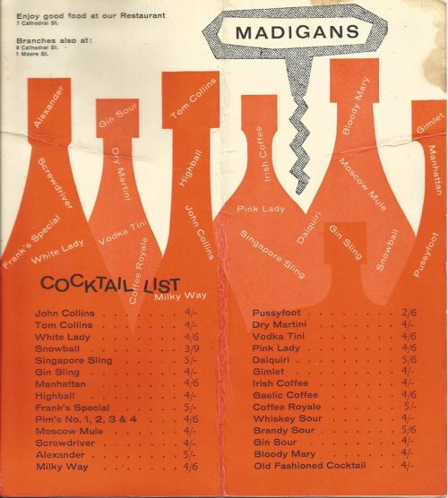 Madigans cocktail menu (2/2)