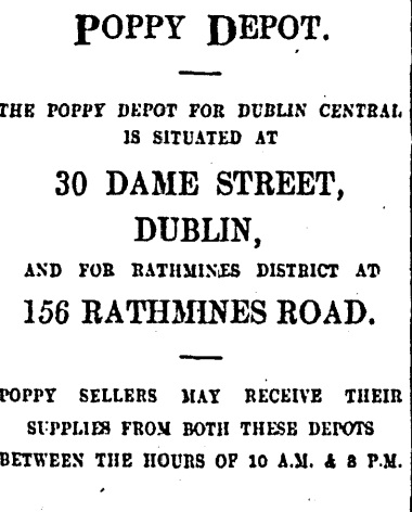 1930s advertisement for Dublin poppy depots. 