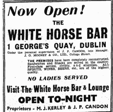 A second advertisement announcing the opening of The White Horse (Evening Herald, 26 September, 1941)