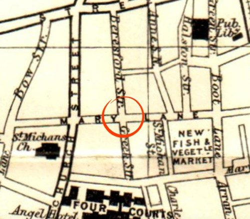 Location of the bonfire and shooting from 1913 Dublin Map.
