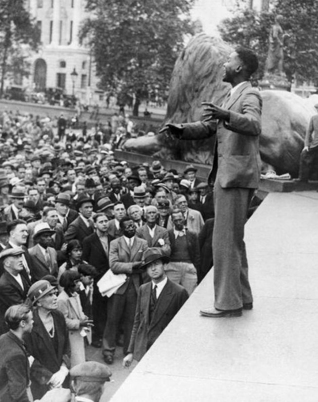 Speech Of A Man Against The Embargo In Ethiopia At Trafalgar Square In 1935